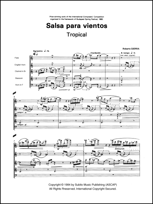 Salsa para Vientos for wind quintet - Click Image to Close