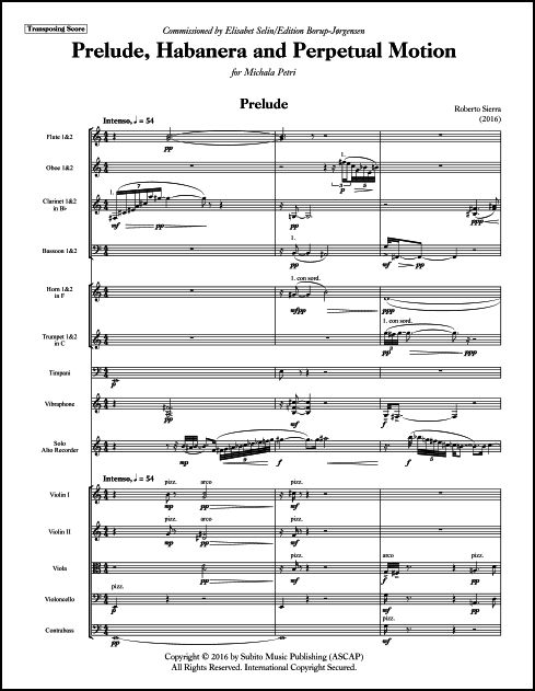 Prelude, Habanera and Perpetual Motion (orch ver) for Solo Recorder & Orchestra - Click Image to Close