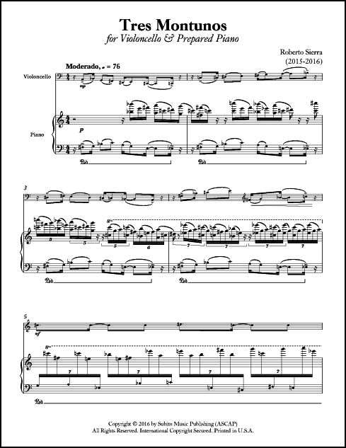 Tres Montunos for Violoncello & Prepared Piano