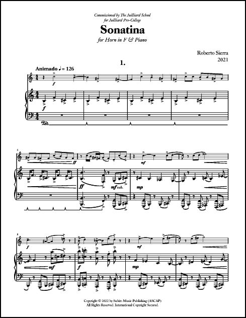 Sonatina for Horn & Piano - Click Image to Close