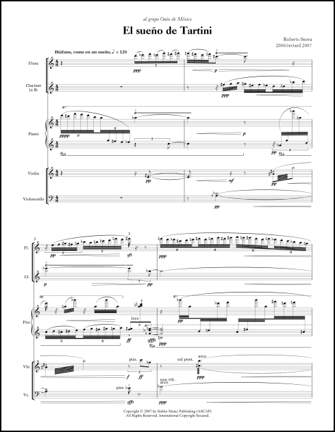 El Sueño de Tartini for flute, clarinet, violin, cello & piano