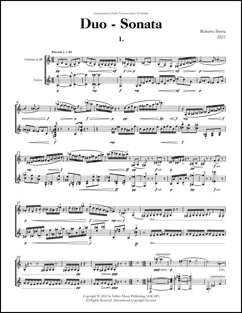 Duo-Sonata for Clarinet & Guitar - Click Image to Close