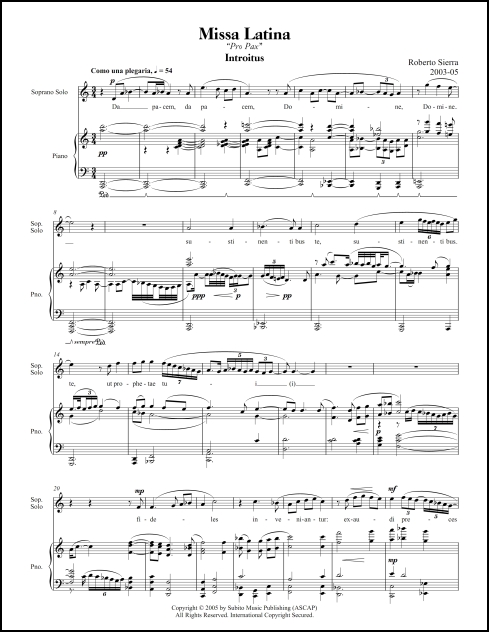 Missa Latina (Pro Pace) for soprano & baritone soloists, SATB chorus & orchestra - Click Image to Close