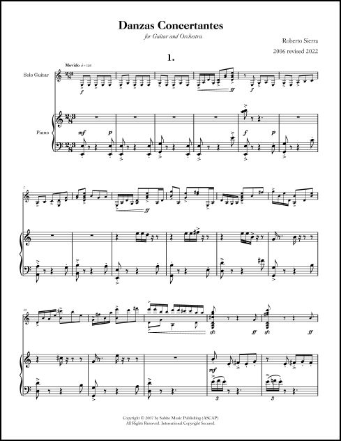 Danzas Concertantes (Guitar Concerto) for Guitar & Orchestra (Piano reduction)