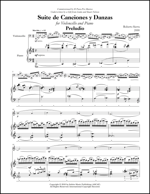 Suite de Canciones y Danzas for violoncello & piano - Click Image to Close