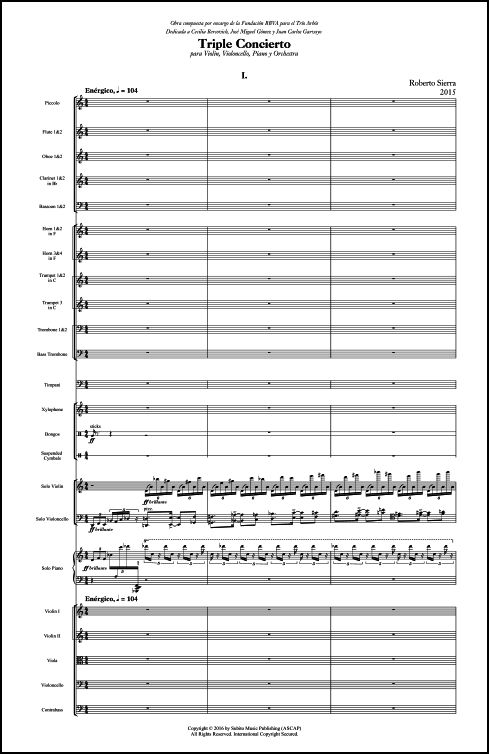 Triple Concierto for Violin, Violoncello, Piano & Orchestra - Click Image to Close