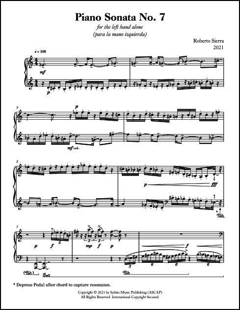 Piano Sonata No. 7 for for the left hand alone
