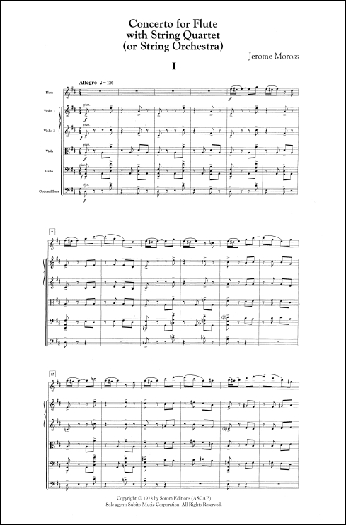 Concerto for Flute & String Orchestra (or String Quartet) string quartet parts