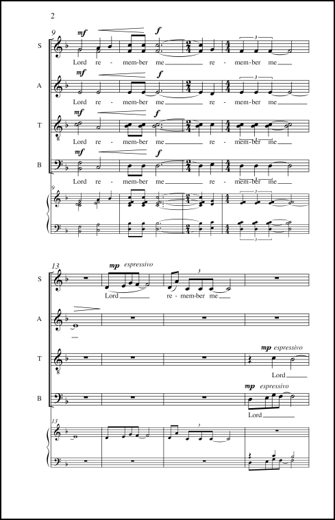 Four Sacred Motets: 3. Lord, Remember Me for SATB (divisi) chorus, a cappella - Click Image to Close
