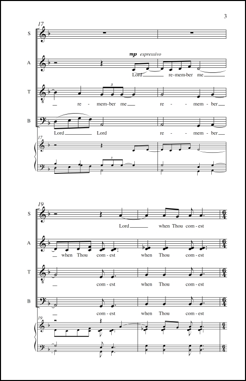 Four Sacred Motets: 3. Lord, Remember Me for SATB (divisi) chorus, a cappella - Click Image to Close