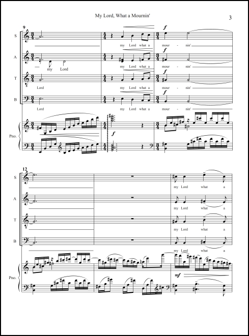 My Lord, What a Mournin' for SATB chorus & piano - Click Image to Close