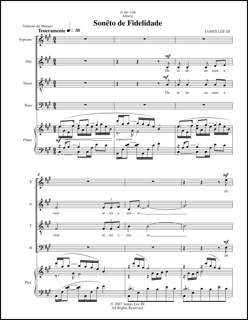 Sonêto de Fidelidade for SATB chorus & piano