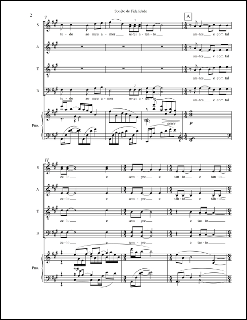 Sonêto de Fidelidade for SATB chorus & piano