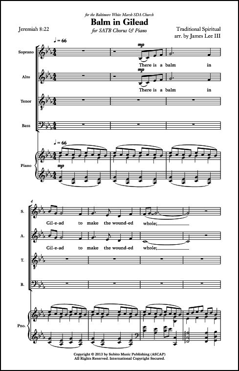 Balm in Gilead for SATB chorus & Piano - Click Image to Close
