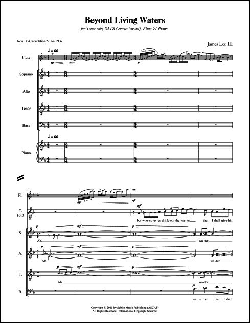 Beyond Living Waters for Tenor Voice, SATB Chorus (divisi), Flute & Piano - Click Image to Close