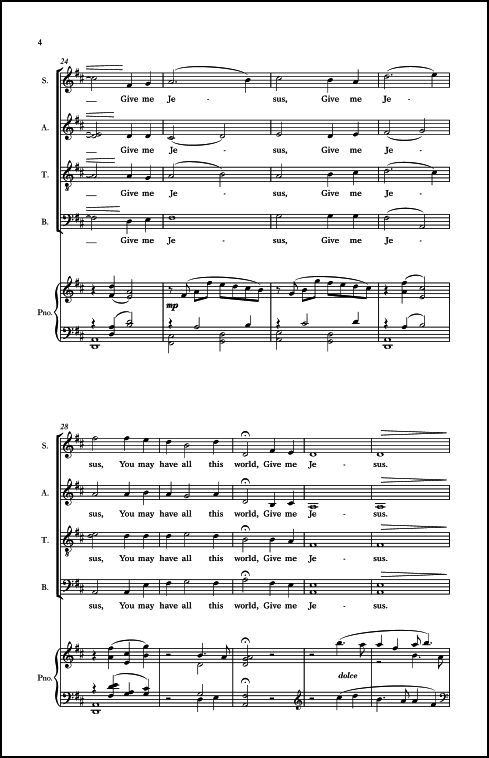Give Me Jesus for SATB Chorus & Piano
