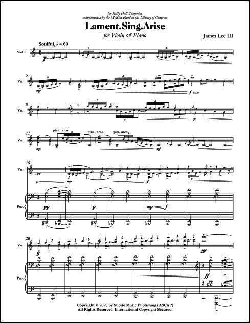 Lament.Sing.Arise for Violin & Piano - Click Image to Close
