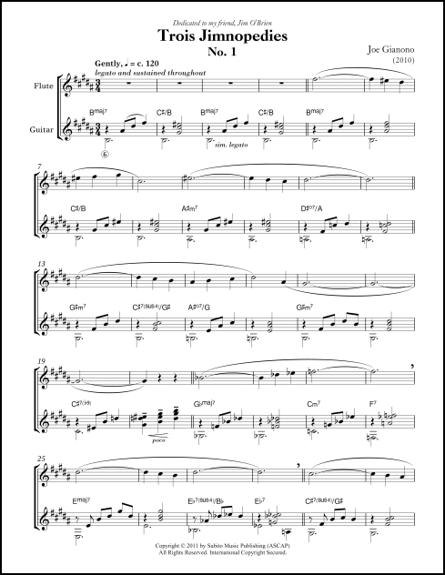 Trois Jimnopedies for flute & guitar - Click Image to Close