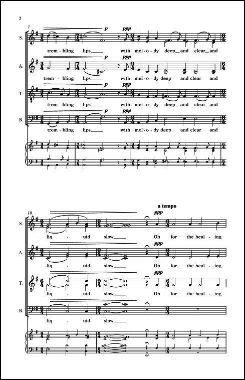 I Am in Need of Music for SATB Chorus, a cappella
