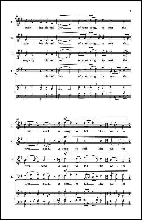 I Am in Need of Music for SATB Chorus, a cappella