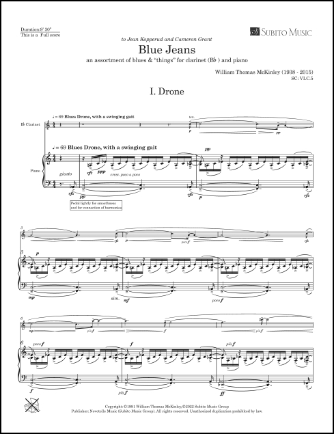 Blue Jeans for Clarinet & Piano - Click Image to Close