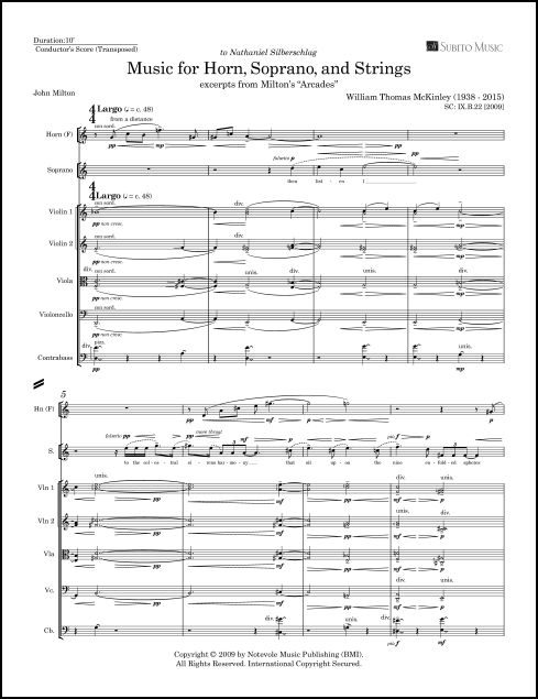 Music for Soprano, Horn & Strings for Soprano, Horn in F & Strings - Click Image to Close
