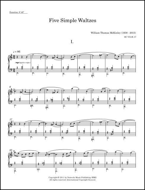 Five Simple Waltzes for Piano - Click Image to Close