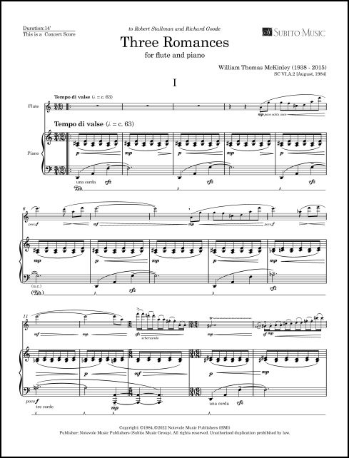 Three Romances for Flute & Piano - Click Image to Close