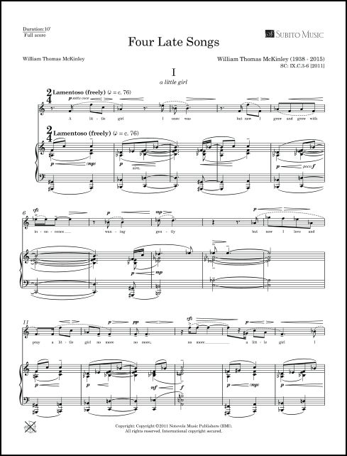 Four Late Songs for Soprano & Piano - Click Image to Close