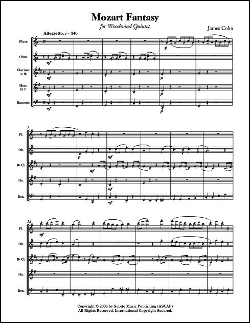 Mozart Fantasy for Woodwind Quintet - Click Image to Close