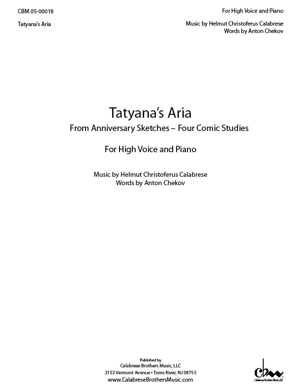 Tatyana's Aria for Voice & Piano