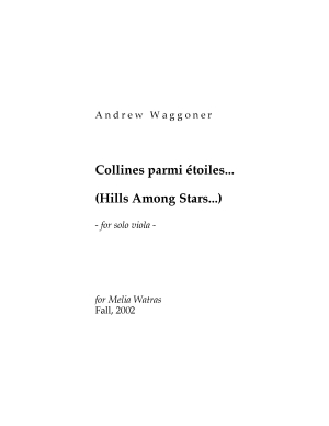 Collines parmi étoiles movement for solo viola