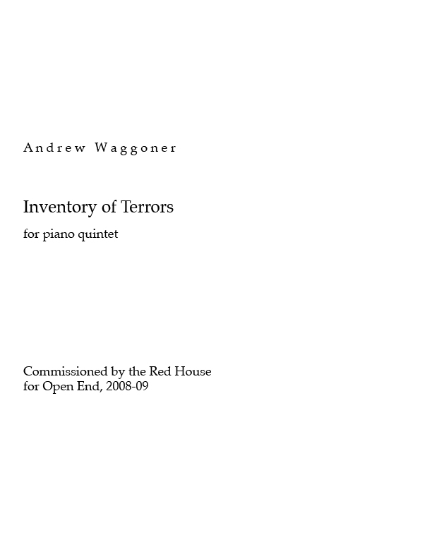 Inventory of Terrors for Piano & String Quartet
