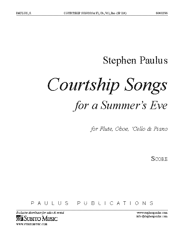 Courtship Songs for Flute, Oboe, 'Cello & Piano