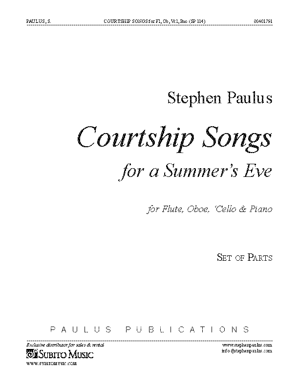 Courtship Songs (Parts) for Flute, Oboe, 'Cello & Piano