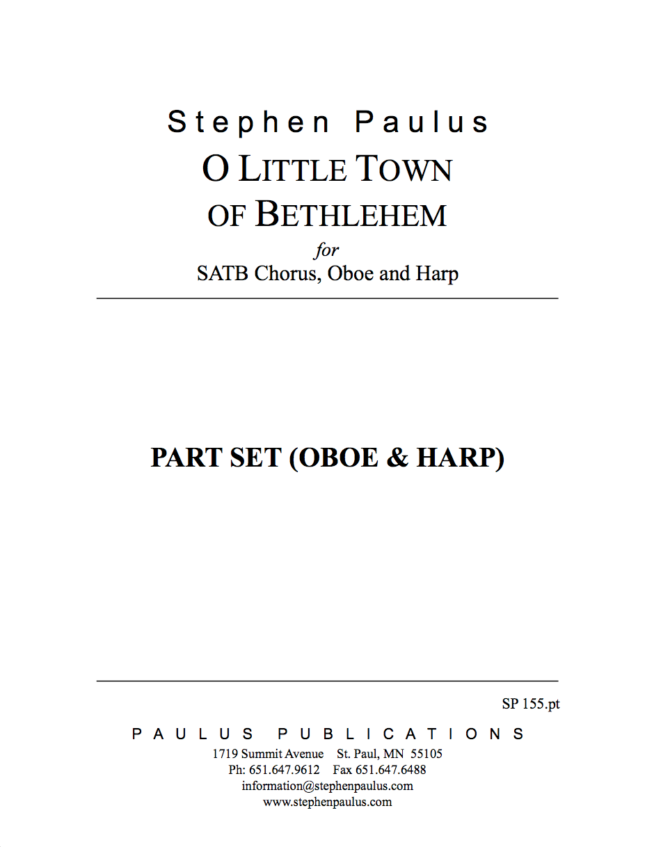 O Little Town of Bethlehem - Part Set for SATB Chorus, Oboe & Harp - Click Image to Close