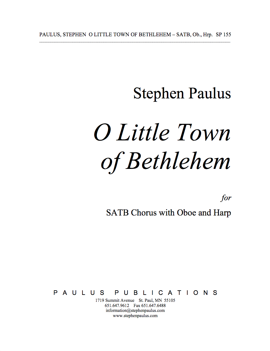 O Little Town of Bethlehem for SATB Chorus, Oboe & Harp