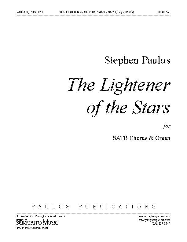 Lightener of the Stars for SATB Chorus & Organ