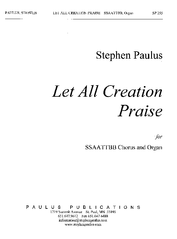 Let All Creation Praise for SATB Chorus (divisi) & Organ
