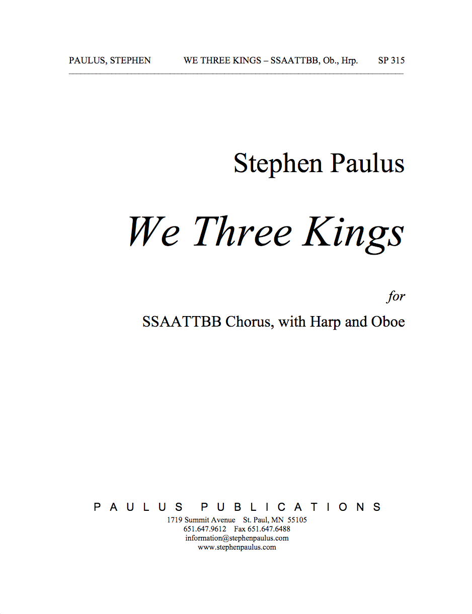 We Three Kings for SSAATTBB Chorus, Oboe & Harp
