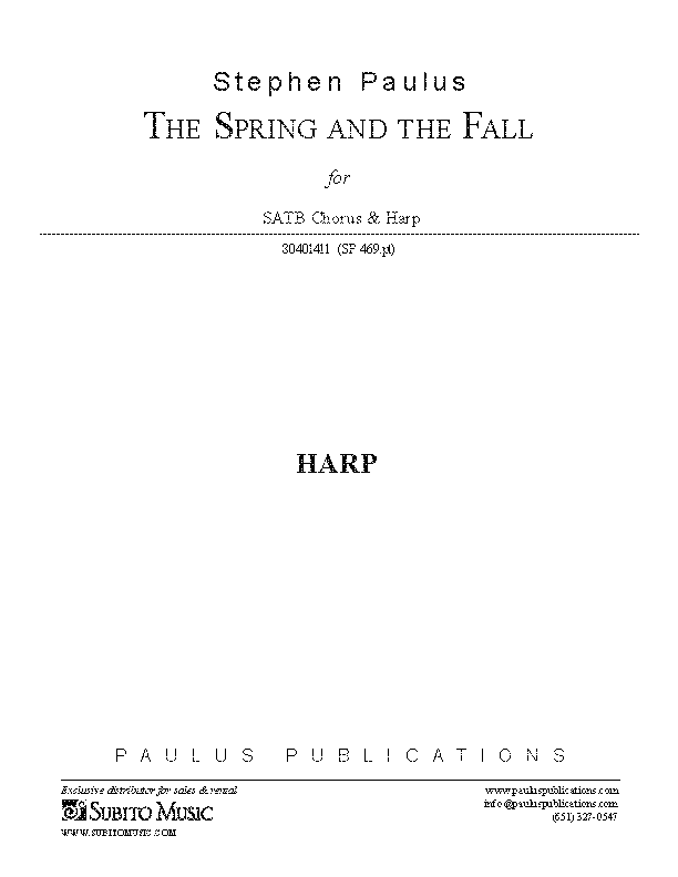 Spring and the Fall, The - Harp Part for SATB Chorus & Harp
