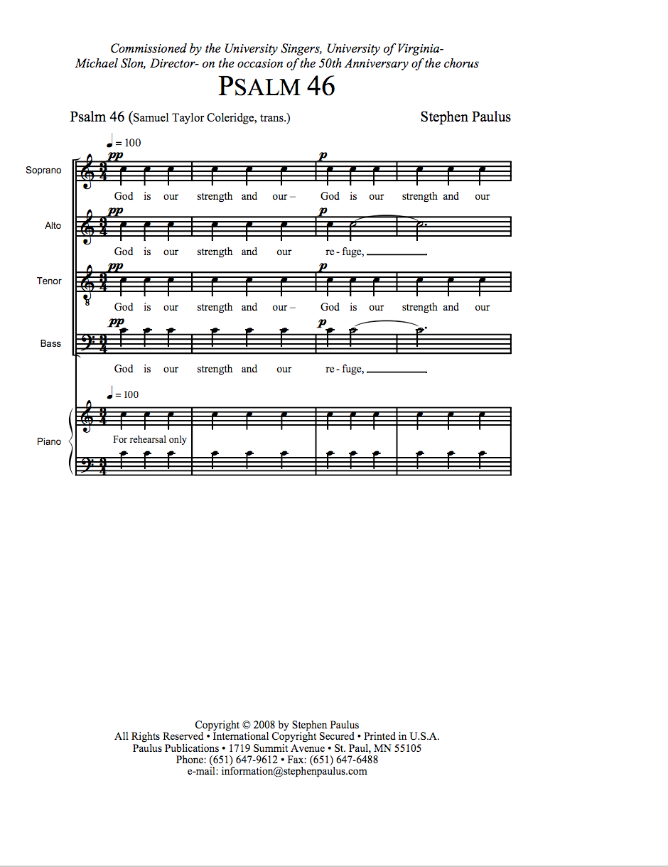 Psalm 46 for SSAATTBB Chorus, a cappella
