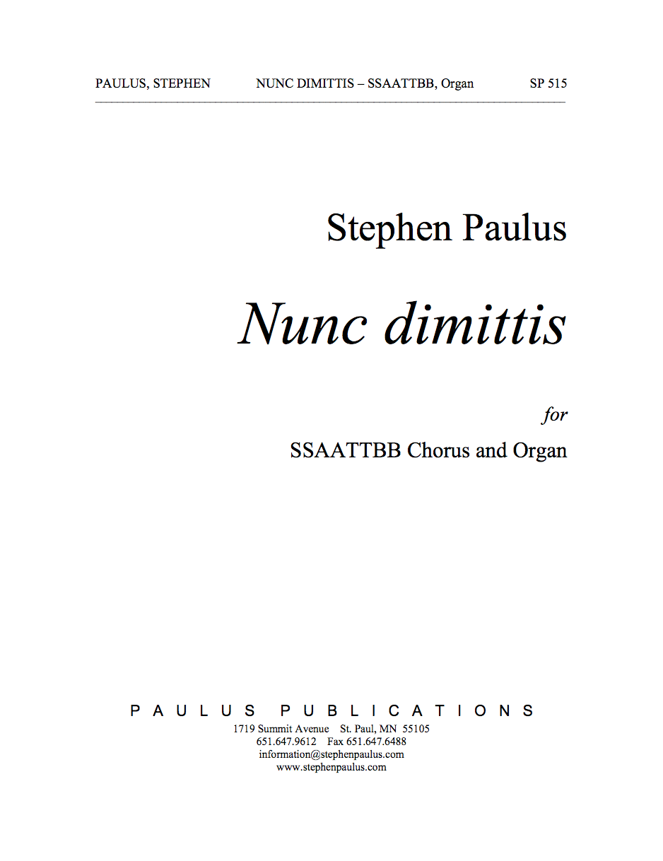 Nunc dimittis for SSAATTBB Chorus & Organ