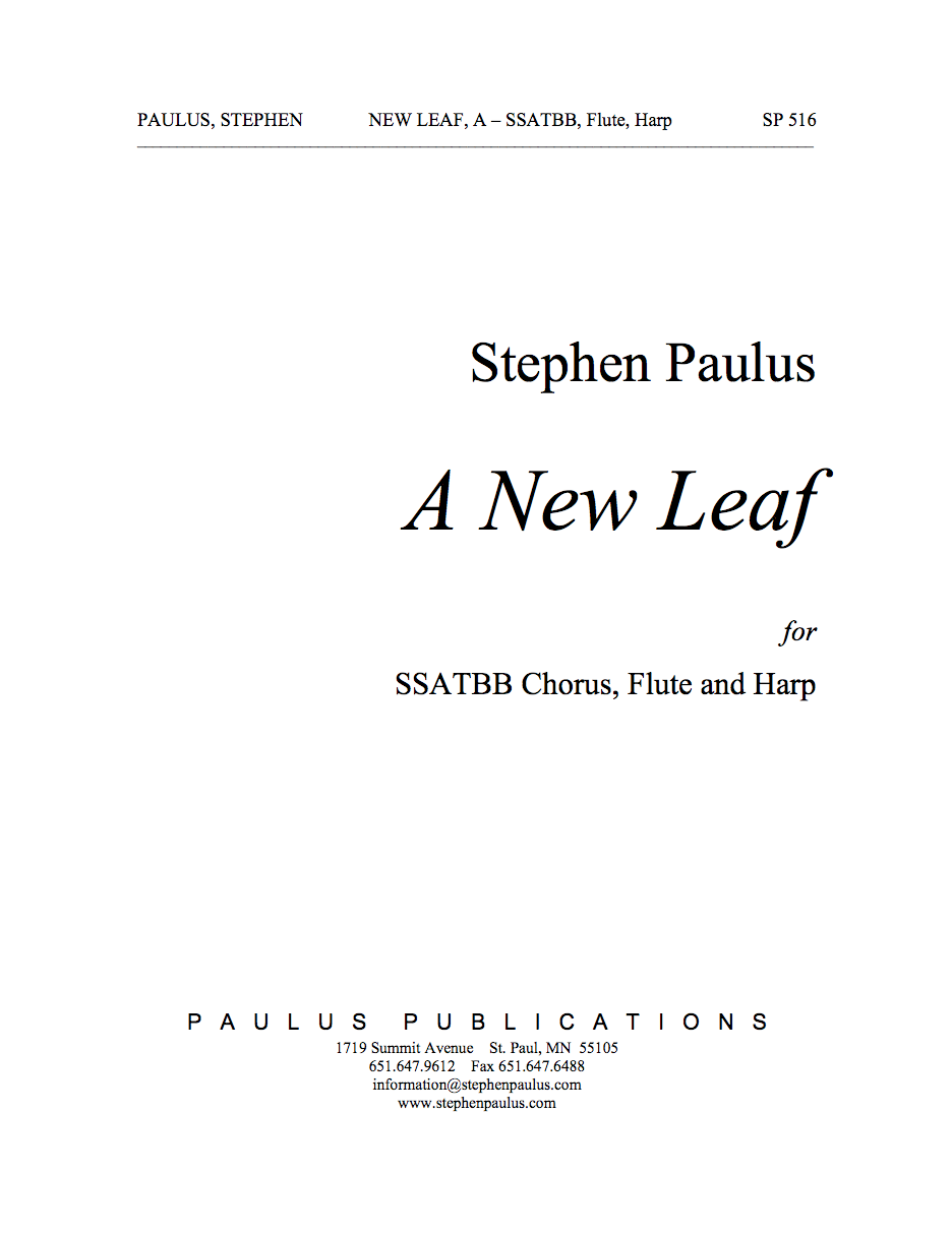 New Leaf, A for SSATBB Chorus, Flute & Harp - Click Image to Close