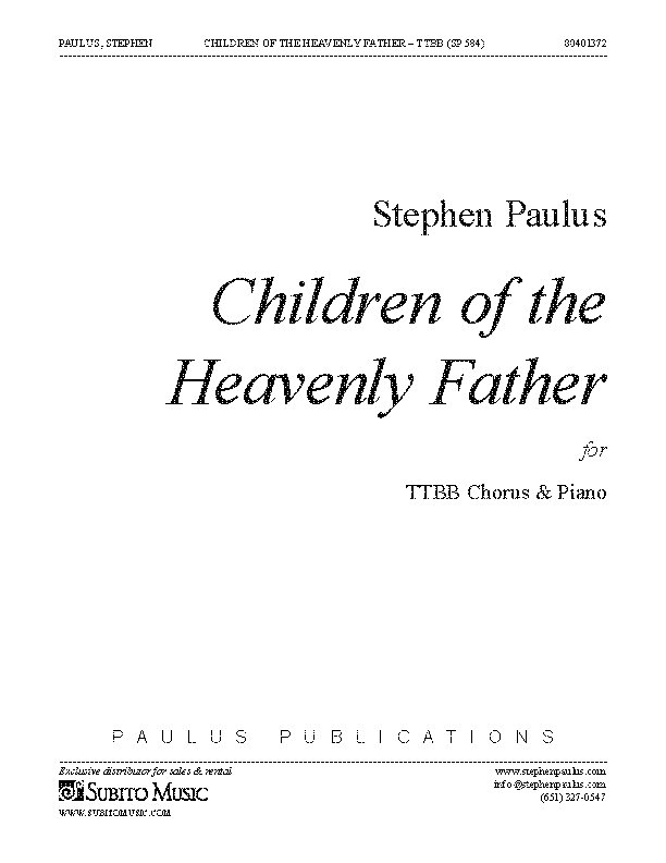 Children of the Heavenly Father (TTBB) for TTBB Chorus & Piano