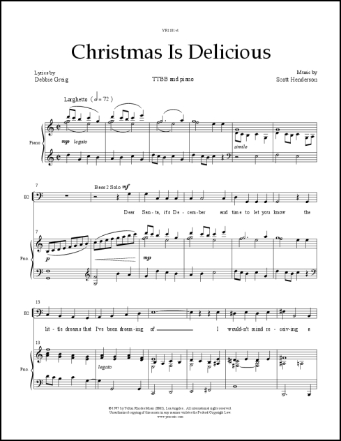 Christmas is Delicious for TTBB & piano