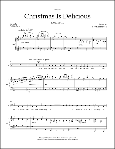 Christmas is Delicious for SATB & piano