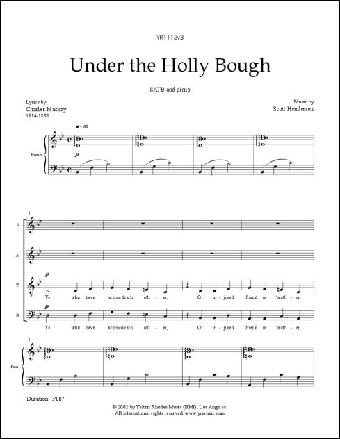 Under the Holly Bough for SATB & piano