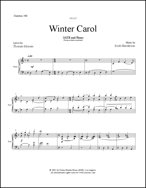 Winter Carol for SATB & String Orchestra or piano - Click Image to Close
