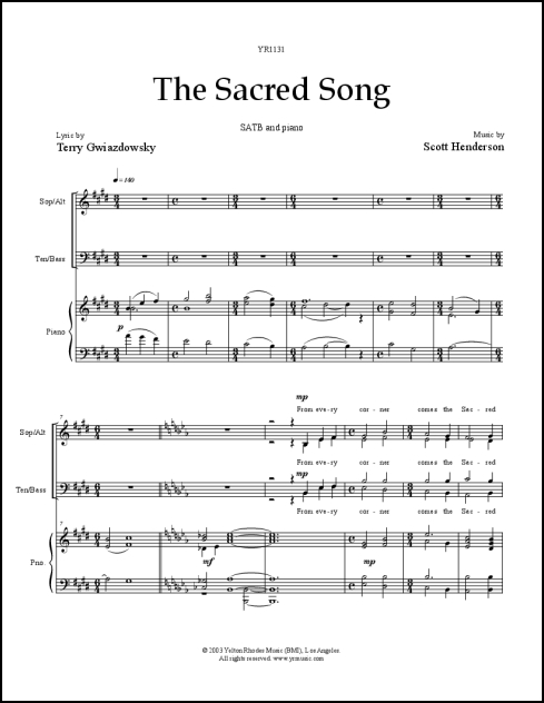 Sacred Song, The for SATB & piano